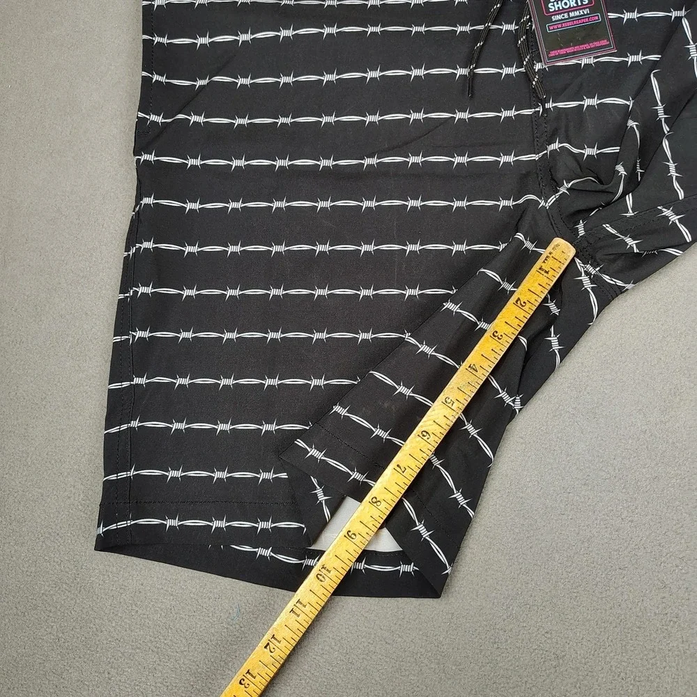 Rebel Reaper Board Shorts Swim Trunks Men 2XL Black Barb Wire Tattoo 8